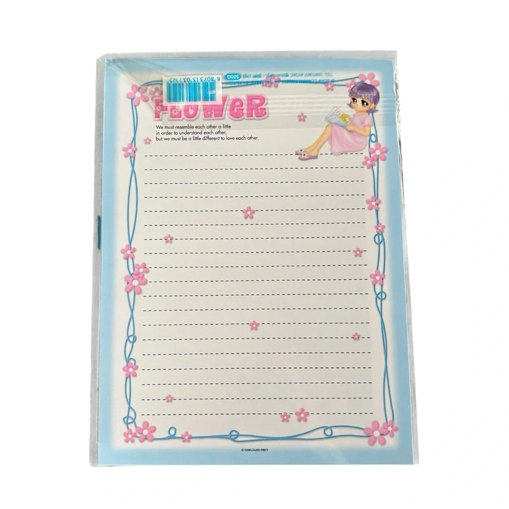 Vintage Y2K Sunflower Fancy Elegance Beige Letter Set Korean Stationary Kawaii
